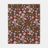 春ガーデン（チョコレートブラウン背景） フリースブランケット (正面)