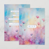 春ガーデンSweet sixteenブルーピンクラベンダー 出欠カード (正面/裏面)