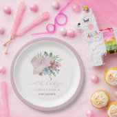 春ガールガーデンハットベビーシャワーウェルカムサイン ペーパープレート (パーティー)