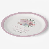 春ガールガーデンハットベビーシャワーウェルカムサイン ペーパープレート (アングル)