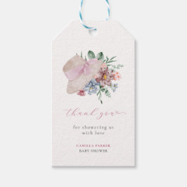 春ガールガーデンハットベビーシャワーサンキュー ギフトタグ