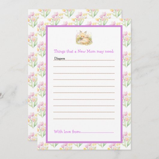 春キツネベビーシャワー 招待状 (正面/裏面)