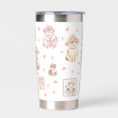 春キャッツハットフラワーピーチホワイト 保温保冷タンブラー (左面)