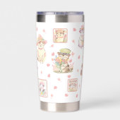 春キャッツハットフラワーピーチホワイト 保温保冷タンブラー (背面)