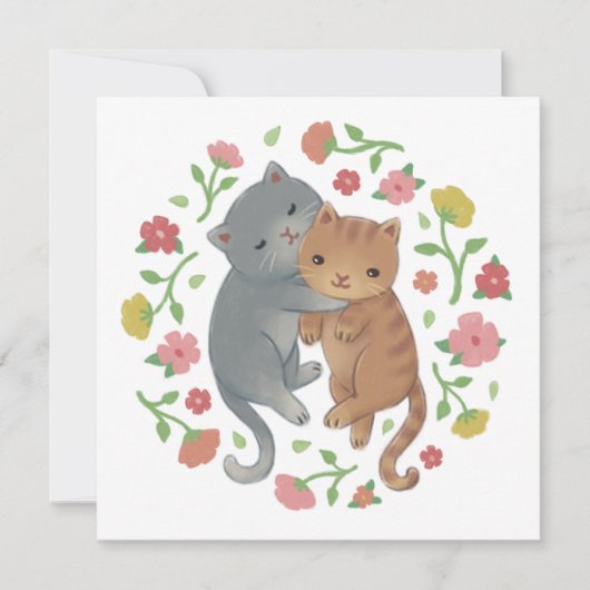 春キャッツ&フラワーズイラストレーション 招待状 (正面)