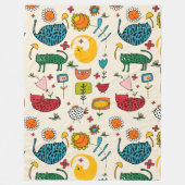 春キャットベージュ – かわいいおもしろいの子猫フローラ フリースブランケット (正面)