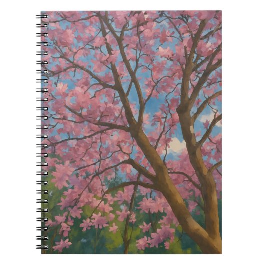 春キャノピー – 花の木と青の空絵を描の ノートブック (正面)