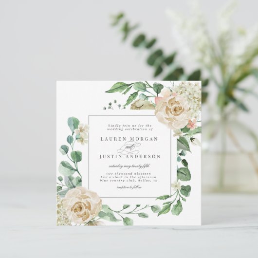 春クリームガーデンフローラス結婚クエアズカード 招待状 (スタンド正面)