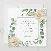 春クリームガーデンフローラス結婚クエアズカード 招待状 (正面)