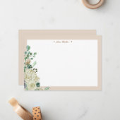 春クリームガーデンフローラモノグラエレガントム ノートカード (正面/裏面インサイチュ)