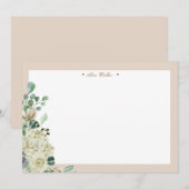 春クリームガーデンフローラモノグラエレガントム ノートカード (正面/裏面)