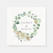 春クリームガーデンフローラモノグラムペーパーナプキン スタンダードカクテルナプキン (正面)