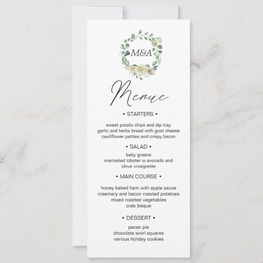 春クリームガーデン結婚フローラのメニューカード 招待状 (正面)