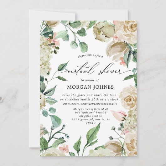 春クリームフローラバーチャルシャワー招待状 (正面)