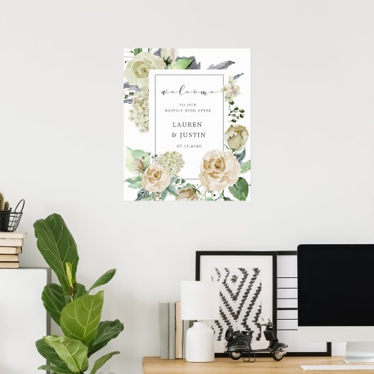 春クリーム庭園の結婚式ウェルカムポスター ポスター (ホームオフィス)