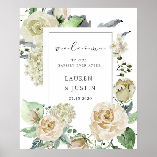 春クリーム庭園の結婚式ウェルカムポスター ポスター (正面)