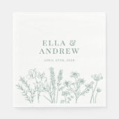 春グエレガントリーンボホワイルドフラワー結婚ズ スタンダードランチョンナプキン (正面)