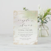 春グラデーショングリーンゴールドフォイルフロストウェディングシャワー 招待状 (スタンド正面)