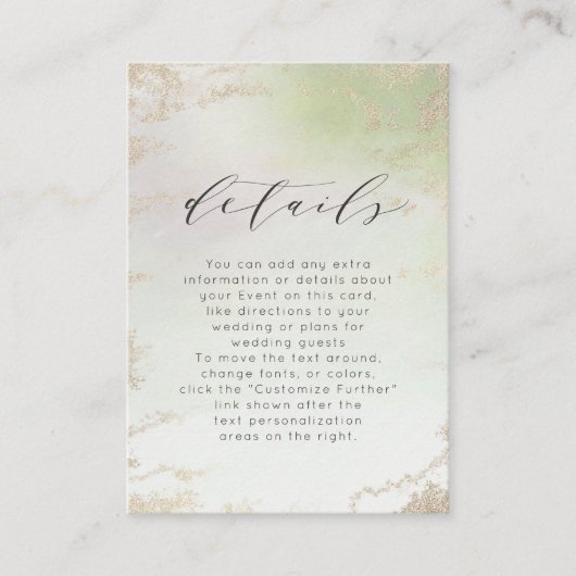 春グラデーショングリーンゴールドフォイルフロスト結婚ズ詳細 エンクロージャーカード (正面)
