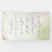 春グラデーショングリーンゴールドフォイルブライダルシャワーウェルカム 横断幕 (横)