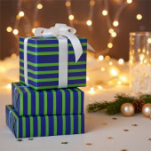 春グリーンとブルーストライプのエレガントモダン ラッピングペーパー