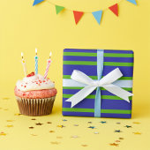 春グリーンとブルーストライプのエレガントモダン ラッピングペーパー