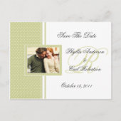 春グリーンと白点々のあるスイス日付を保存 案内ポストカード (正面)