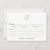 春グリーンアンドピンクモノグラムファミリーレシピ ノートカード (正面)