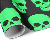 春グリーンオンブラックスカル ラッピングペーパー (ロールコーナー)