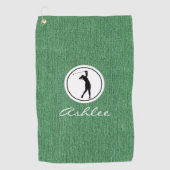 春グリーンデニム生地プリントウィメンズ ゴルフタオル (正面)