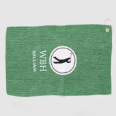 春グリーンデニム生地プリント、メンズゴルフタオル ゴルフタオル (横)