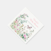 春グリーンバタフライフローラベビーシャワー スタンダードカクテルナプキン (角)