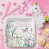 春グリーンバタフライフローラベビーシャワー ペーパープレート (パーティー)