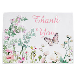 春グリーンバタフライフローラベビーシャワー ラージペーパーバッグ