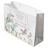春グリーンバタフライフローラベビーシャワー ラージペーパーバッグ (裏面アングル)