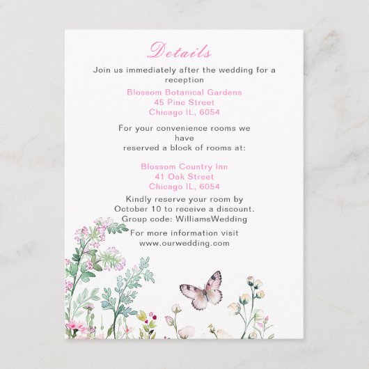 春グリーンバタフライ結婚フローラ エンクロージャーカード (正面)