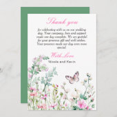 春グリーンバタフライ結婚フローラ サンキューカード (正面/裏面)