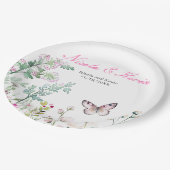 春グリーンバタフライ結婚フローラ ペーパープレート (アングル)