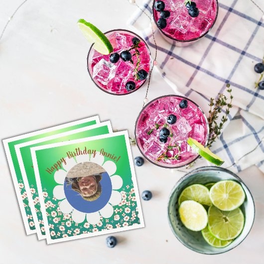 春グリーンパーティーフォトフレーム スタンダードカクテルナプキン