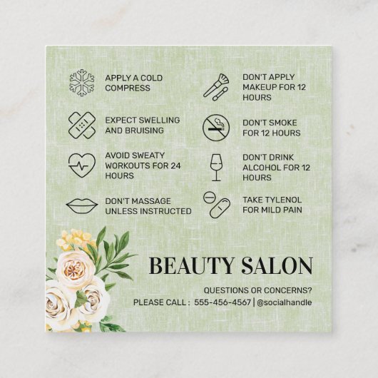 春グリーンフィラーアフターケアスクエア名刺 スクエア名刺 (裏面)