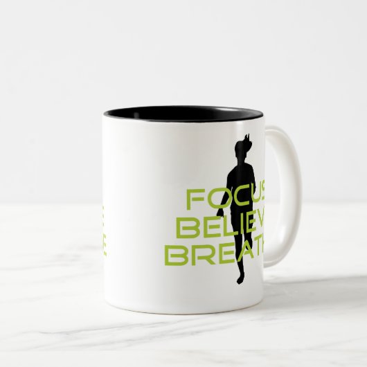 春グリーンフォーカス信じの呼吸 ツートーンマグカップ (正面右)