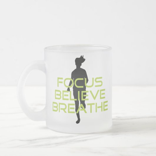 春グリーンフォーカス信じの呼吸 フロストグラスマグカップ (左)