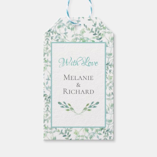 春グリーンフォージュサンキューメッセージカード ギフトタグ (正面)