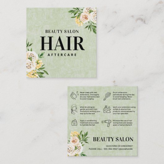 春グリーンヘアアフターケアスクエア名刺 スクエア名刺 (正面/裏面)