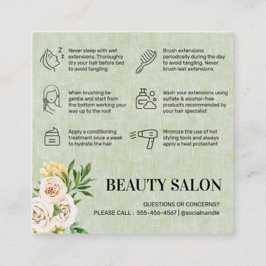 春グリーンヘアアフターケアスクエア名刺 スクエア名刺 (裏面)