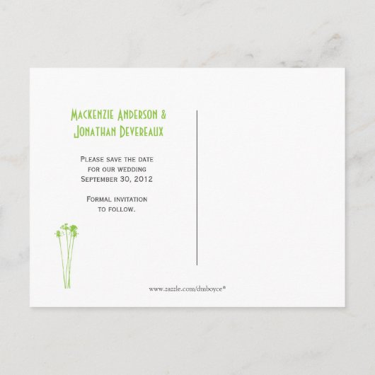 春グリーンホワイトメイソンジャイルワイルドフラワーズ 案内ポストカード (裏面)