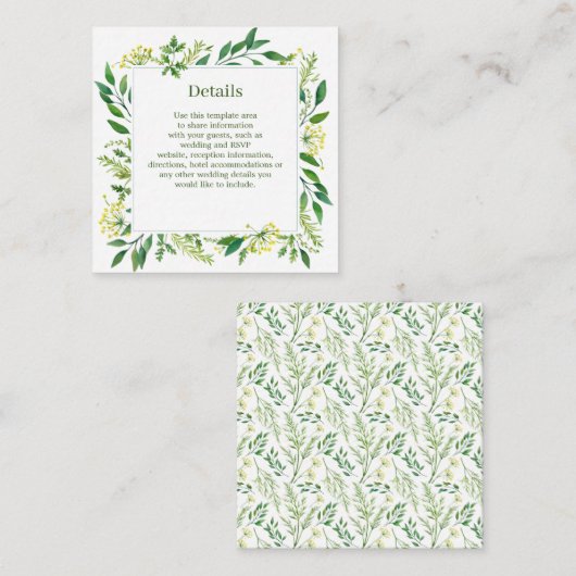 春グリーンボタニカルハーブ結婚ズ詳細 エンクロージャーカード (正面/裏面)