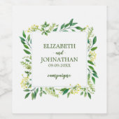 春グリーンボタニカルハーブ結婚ズ ワインラベル (シングルラベル)