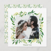 春グリーンボタニカル結婚ハーブ サンキューカード (正面/裏面)