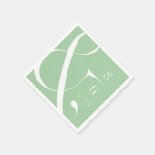 春グリーンモダンタイポグラフィカップルモノグラム スタンダードカクテルナプキン (角)